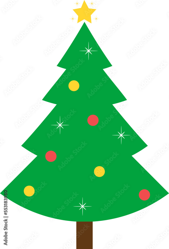 Christmas Tree. Christmas Tree and Glowing Star. Christmas Tree Illustration.