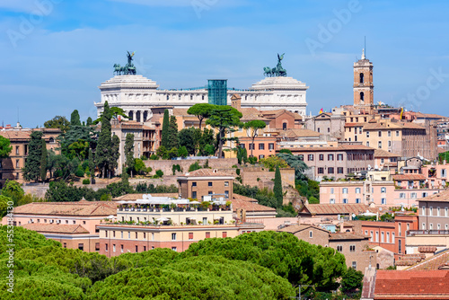 Rome cityscape with Capitoline hill seen from Aventine hill, Italy photo