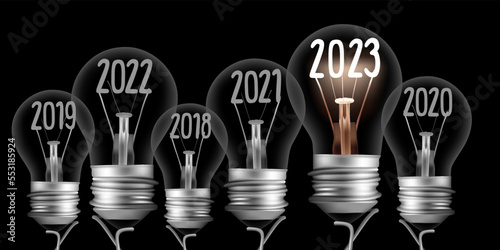 Vector Light Bulbs with New Year 2023