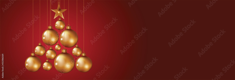 Christmas Background on free text area and christmas tree form with metal Star and balls. Chic Christmas Greeting Card. Christmas Background on free text area and christmas tree form with metal Star and balls. Chic Christmas Greeting Card.