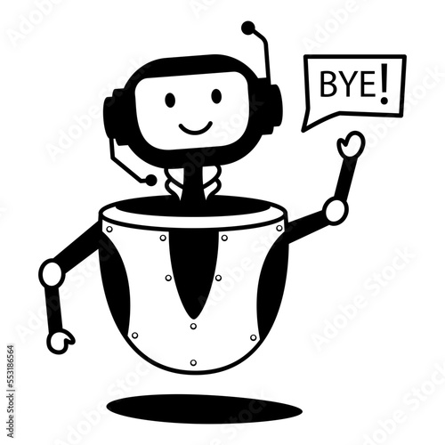 Chatbot with Good bye Message concept, Client Closing  Bubble vector icon design, chatterbot symbol, on-line chat conversation via text or text-to-speech sign, virtual assistants stock illustration 