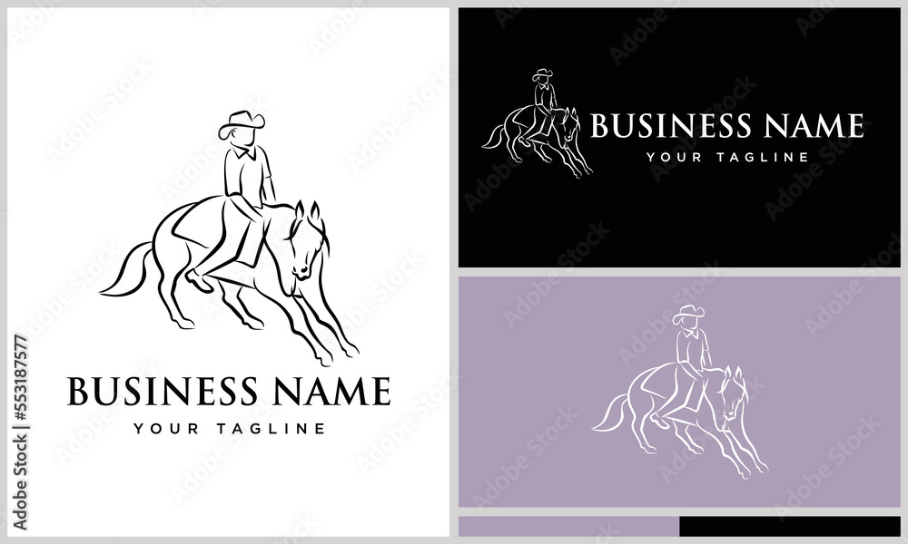 line art horseman and horse logo