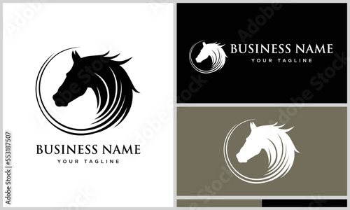 silhouette horse head logo template