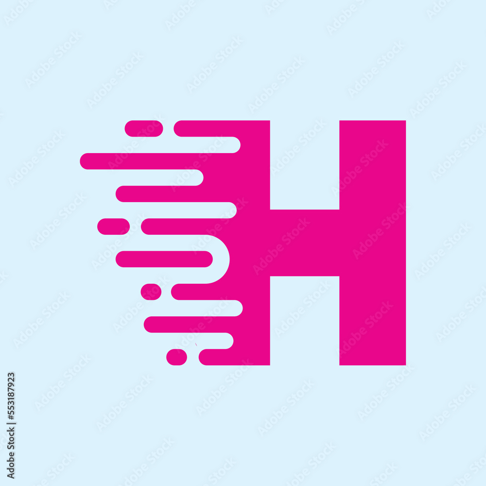Fast Speed Motion Circuit Style Logo Letter of H Fast Speed Motion Circuit Style Logo Letter of H