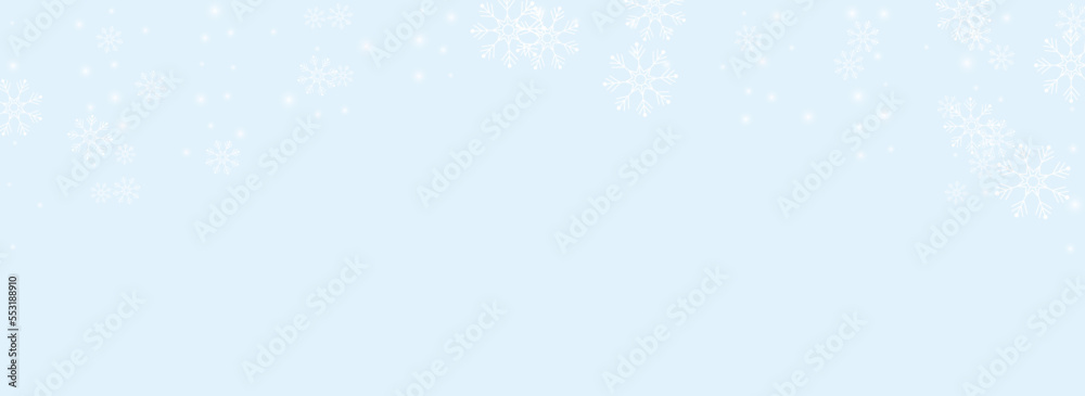Fototapeta premium Golg Snowfall Vector Panoramic Blue Background.