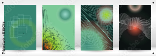 Minimal Minimal Geometric Vector Poster Design with Lines and Gradient Colorful Circles. Collection of Abstract Backgrounds for Covers, Flyers, Templates, Booklets, Cards, Brochures, Branding, etc.