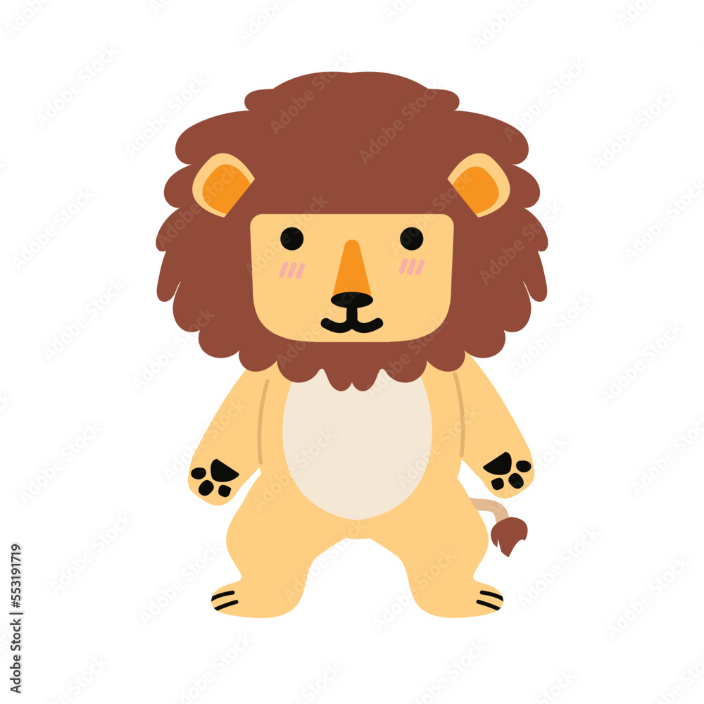 Obraz premium Lion cartoon character doodle vector