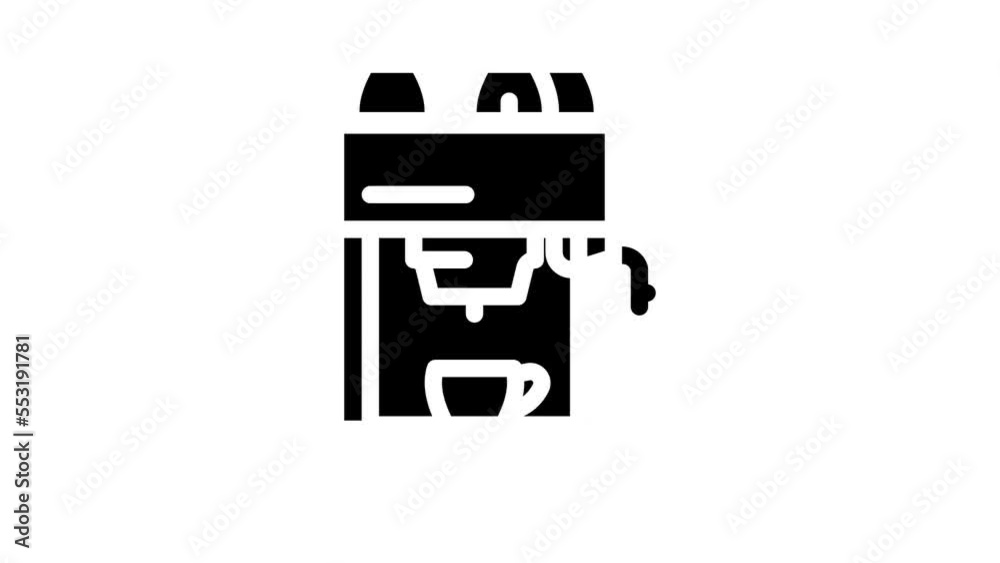 coffee maker with cup dryer glyph icon animation coffee maker with cup dryer glyph icon animation
