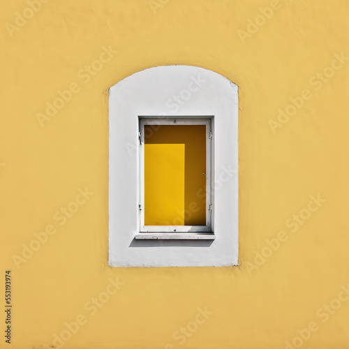Ventana blanca en pared amarilla © Pietro