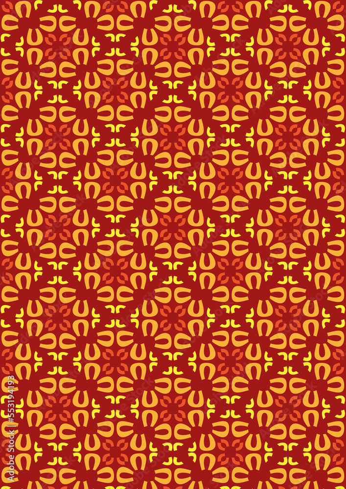 seamless pattern in yellow, red and orange