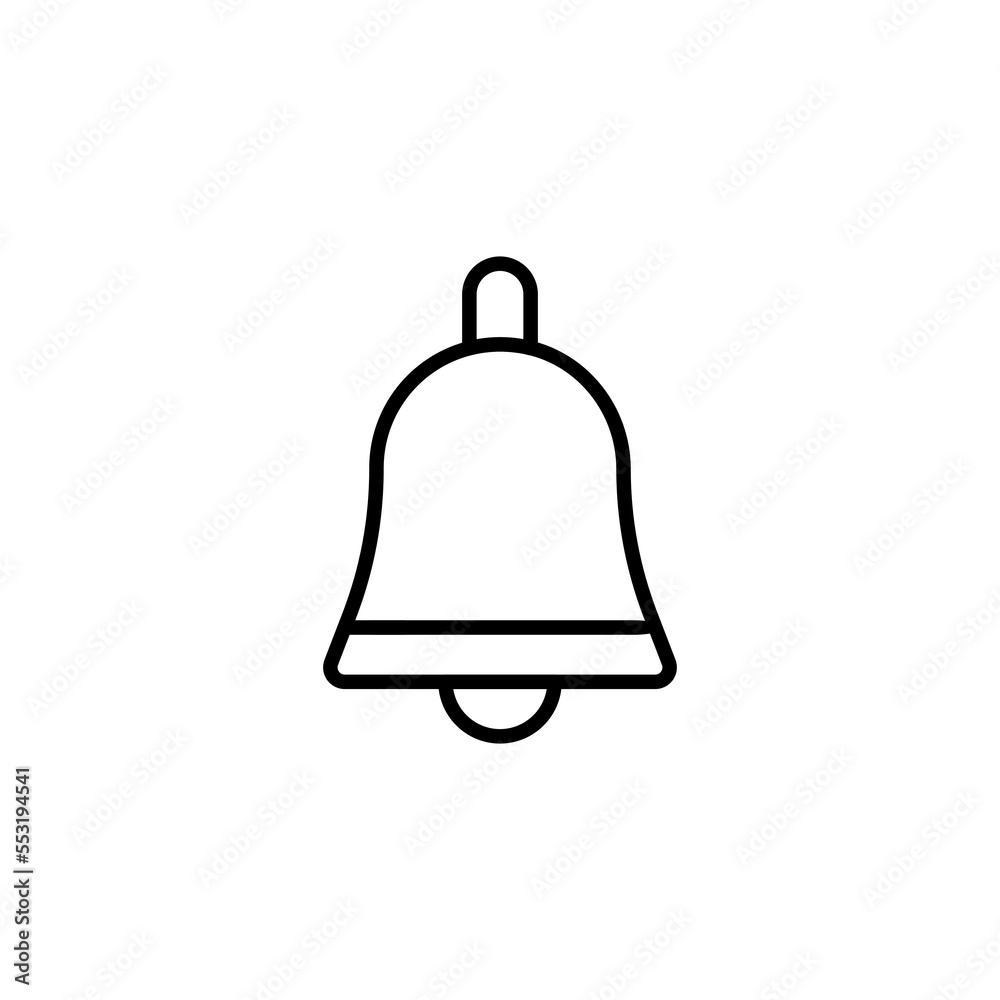 Vector flat illustration of alarm bell line icon isolated on white background. Bell icon for notification, signal, reminder, sound, call, alarm sign. Vector flat illustration of alarm bell line icon isolated on white background. Bell icon for notification, signal, reminder, sound, call, alarm sign.
