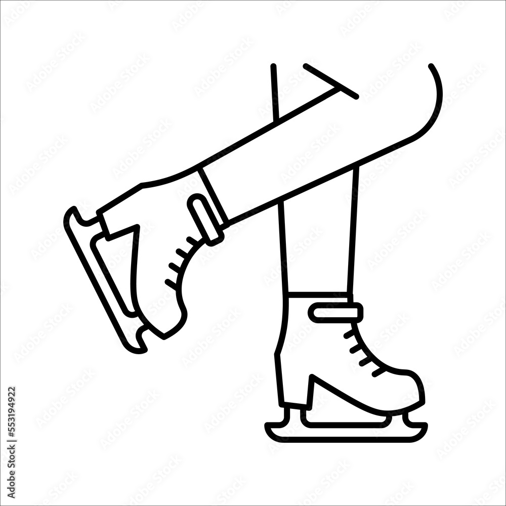 Naklejka premium Ice skate outline vector icon. Thin line black ice skate icon, vector illustration, hockey concept isolated on white background