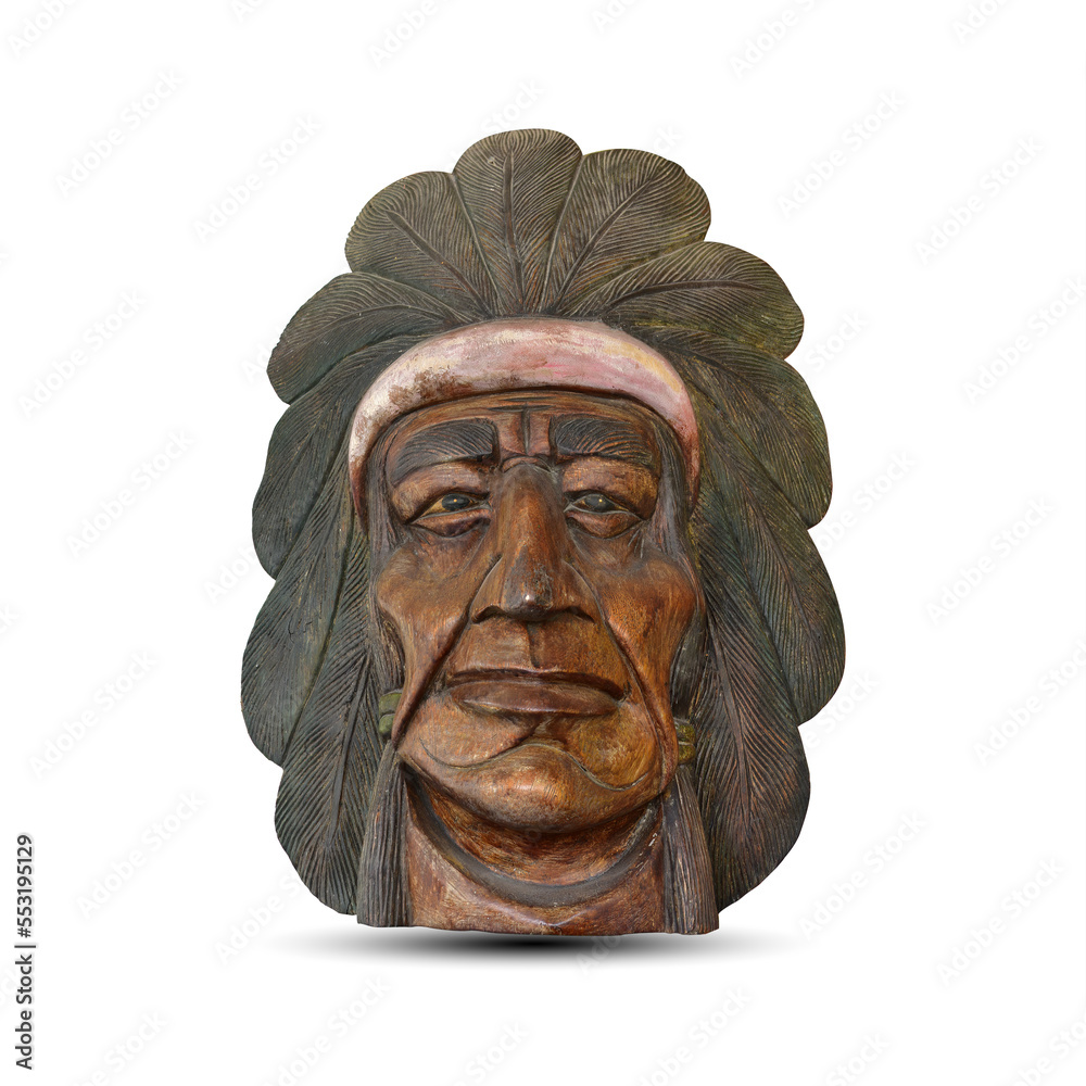Old wooden statue of indiana isolated on white background. This has clipping path. Old wooden statue of indiana isolated on white background. This has clipping path.