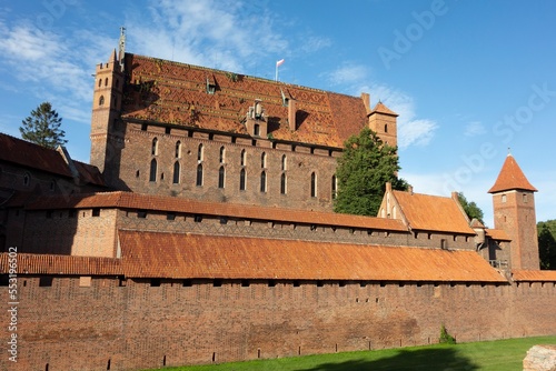 Malbork castle in Poland with fortification and trench