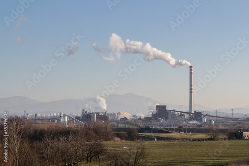 Obraz na płótnie Landscape of biorefinery, industry in Paskov city, Czechia w salonie