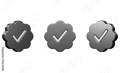 Grey check icon verified badge subscription social media photo