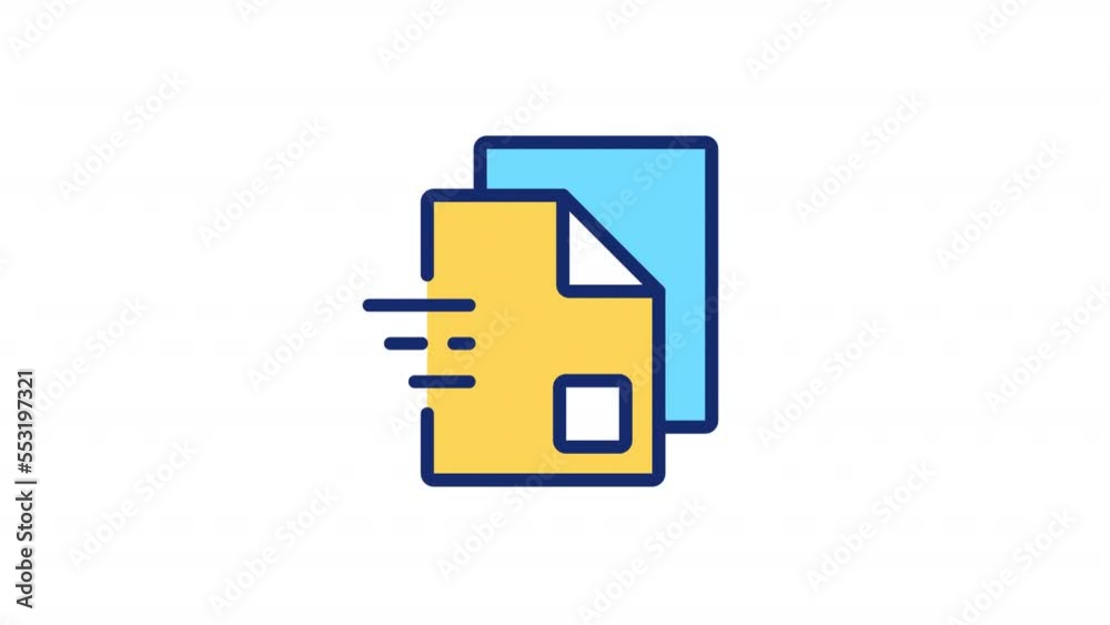 Vidéo Stock Animated documents color icon. Sharing files on