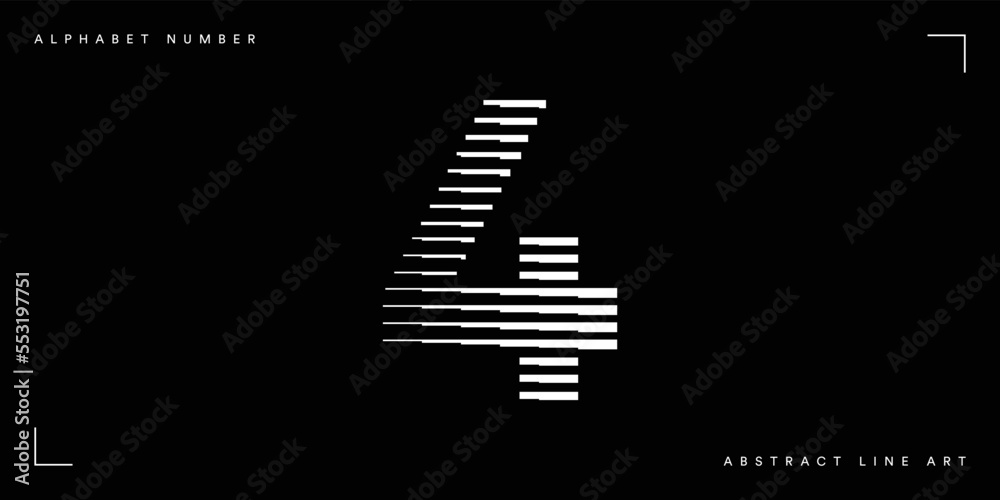 Number 4 with Abstract Line Pattern Number 4 with Abstract Line Pattern