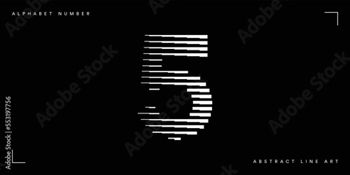 Number 5 with Abstract Line Pattern