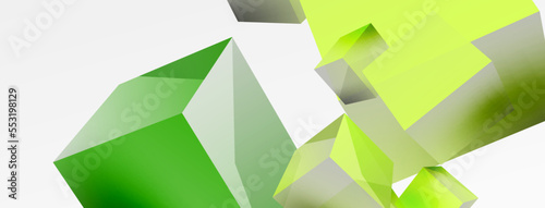 3d cubes vector abstract background. Composition of 3d square shaped basic geometric elements. Trendy techno business template for wallpaper, banner, background or landing