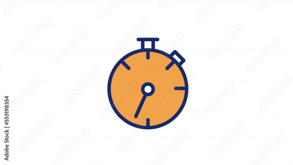 Animated stopwatch color icon. Countdown tool. Precise measurement