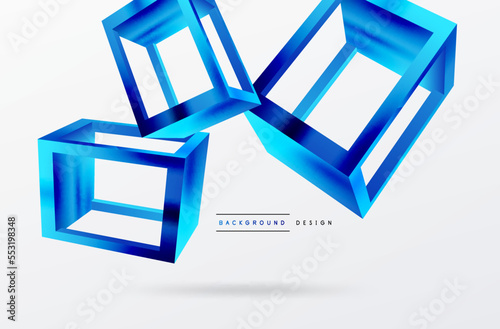 3D cube shapes vector geometric background. Trendy techno business template for wallpaper, banner, background or landing