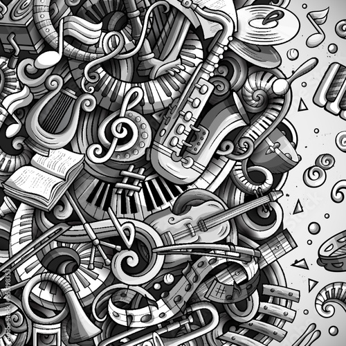 Cartoon vector doodles Classic music frame
