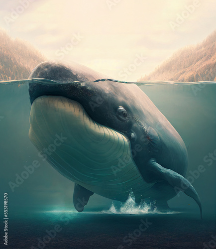 Fotografia huge whale swimming underwater endangered