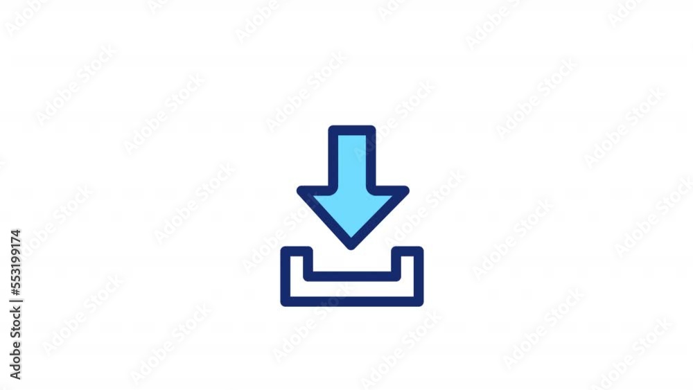 Animated download color icon. Save file from online. Interface. Internet connection. Seamless loop HD video with alpha channel on transparent background. Simple filled line motion graphic animation