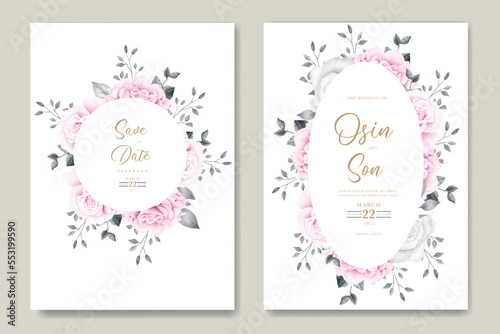 Elegant Floral Roses pink Wedding Invitation card