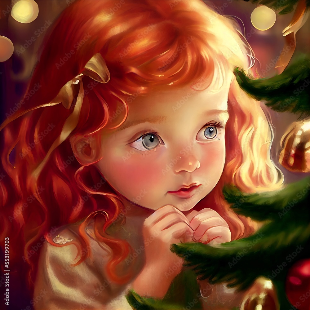 Fototapeta premium cute little girl - Christmas card