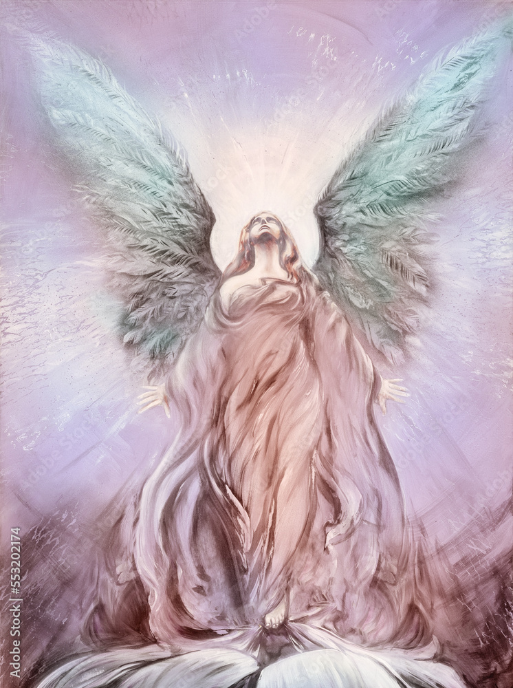 holy shine dream guardian angel of love with feather wings