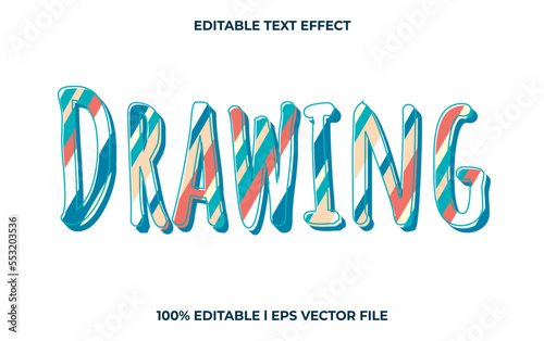Drawing editable text effect, modern lettering typography font style, colorful 3d text for tittle