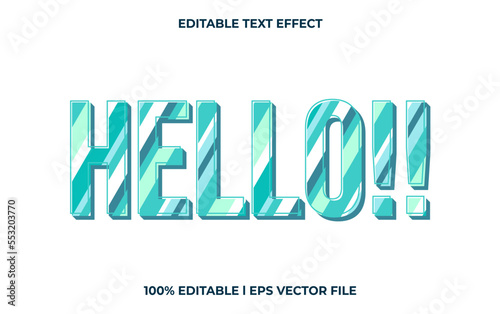 Hello editable text effect, modern lettering typography font style, colorful 3d text for tittle