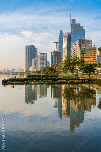 Beautiful morning in ho chi minh city, district 1, skyline with Bitexco skyscraper. The center of the city