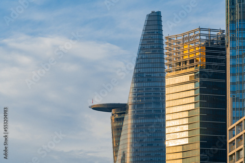 Beautiful morning in ho chi minh city, district 1, skyline with Bitexco skyscraper. The center of the city photo