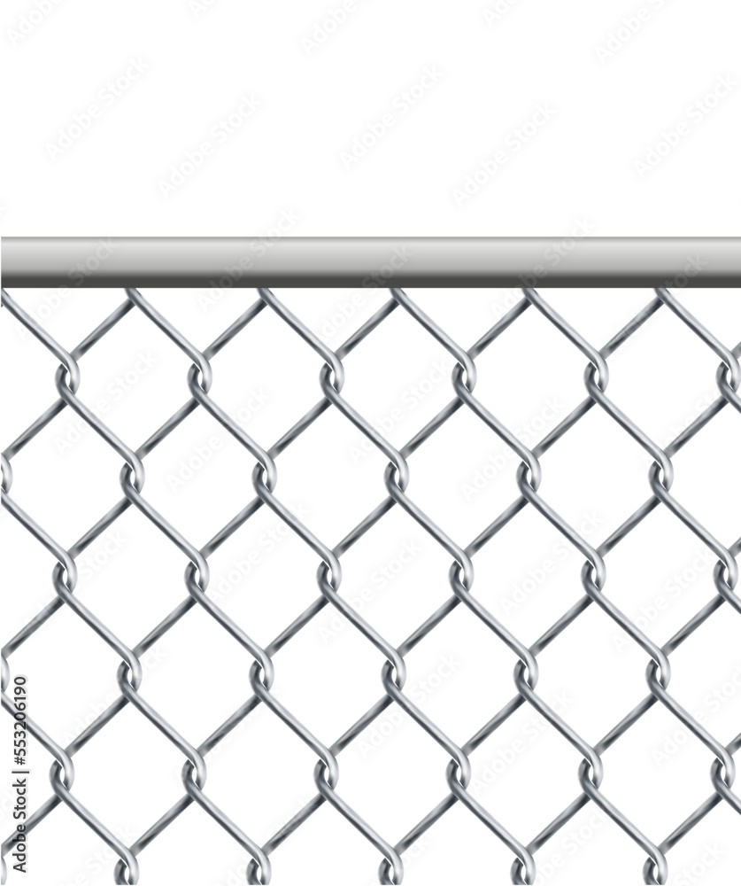 Fototapeta premium chain link fence wire mesh steel metal isolated on transparent background. Art design gate made. Prison barrier, secured property.