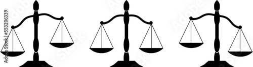Justice scales line icon. Judgement scale sign. Legal law symbol. Quality design element. Editable stroke. Linear style justice scales icon. Vector