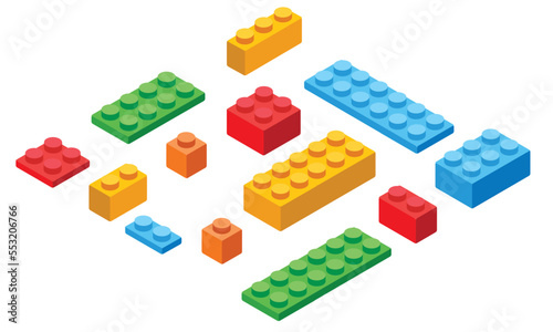 Set of blocks building toy colored brick