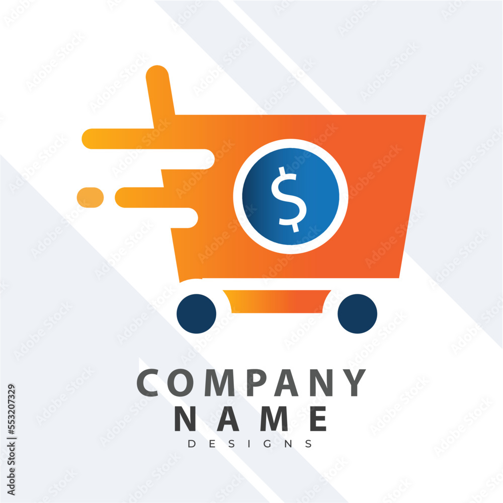 Online Store Logo Design Template. Vector illustration of a shopping cart and shop bag combination logo design concept. Perfect for E-commerce, sales, discount or web store elements. Company emblem Online Store Logo Design Template. Vector illustration of a shopping cart and shop bag combination logo design concept. Perfect for E-commerce, sales, discount or web store elements. Company emblem