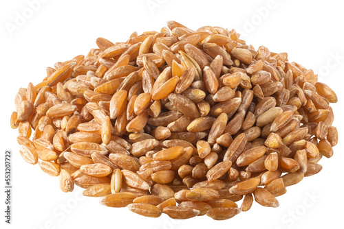 Konstfotografi Pile of spelt, farro or einkorn hulled wheat, isolated png