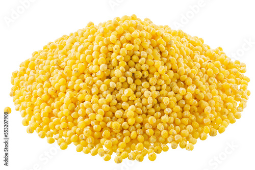 Pile of polished proso millet (Panicum miliaceum seeds), isolated png