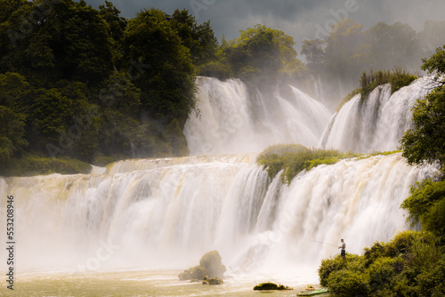 Ban Gioc  or Detian waterfall  situated at the border between Vietnam and China  ranks as the largest transnational waterfall in Asia and 4th in the world