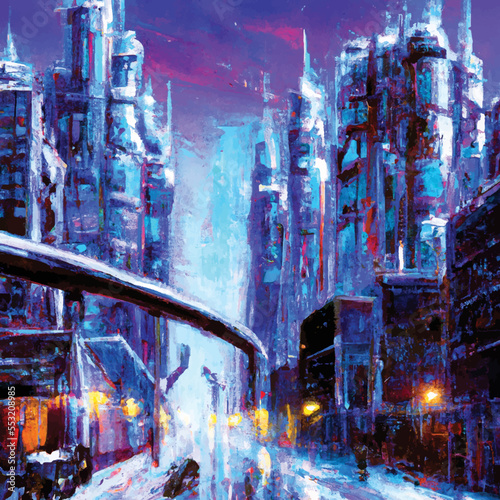 Expressive Vector Cyberpunk  City 69