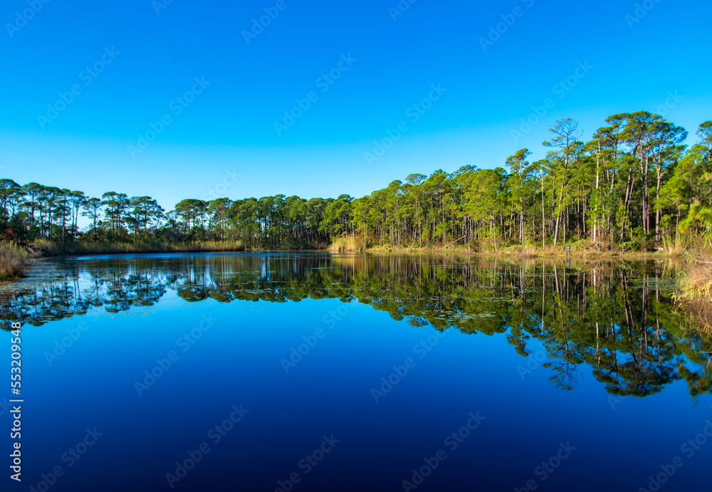Fototapeta premium Water Reflecting Blue Sky