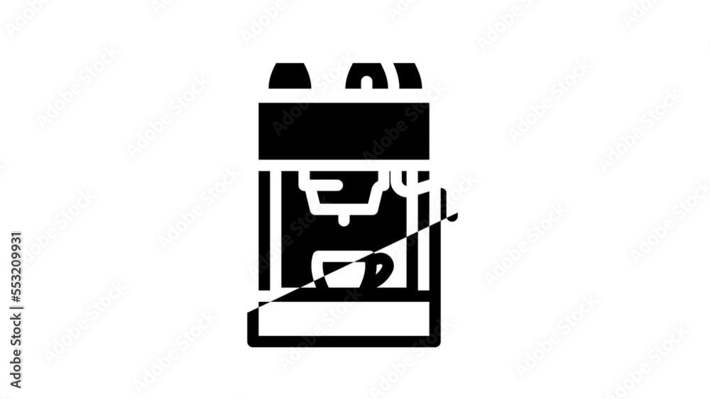 coffee maker with cup dryer line icon animation coffee maker with cup dryer line icon animation