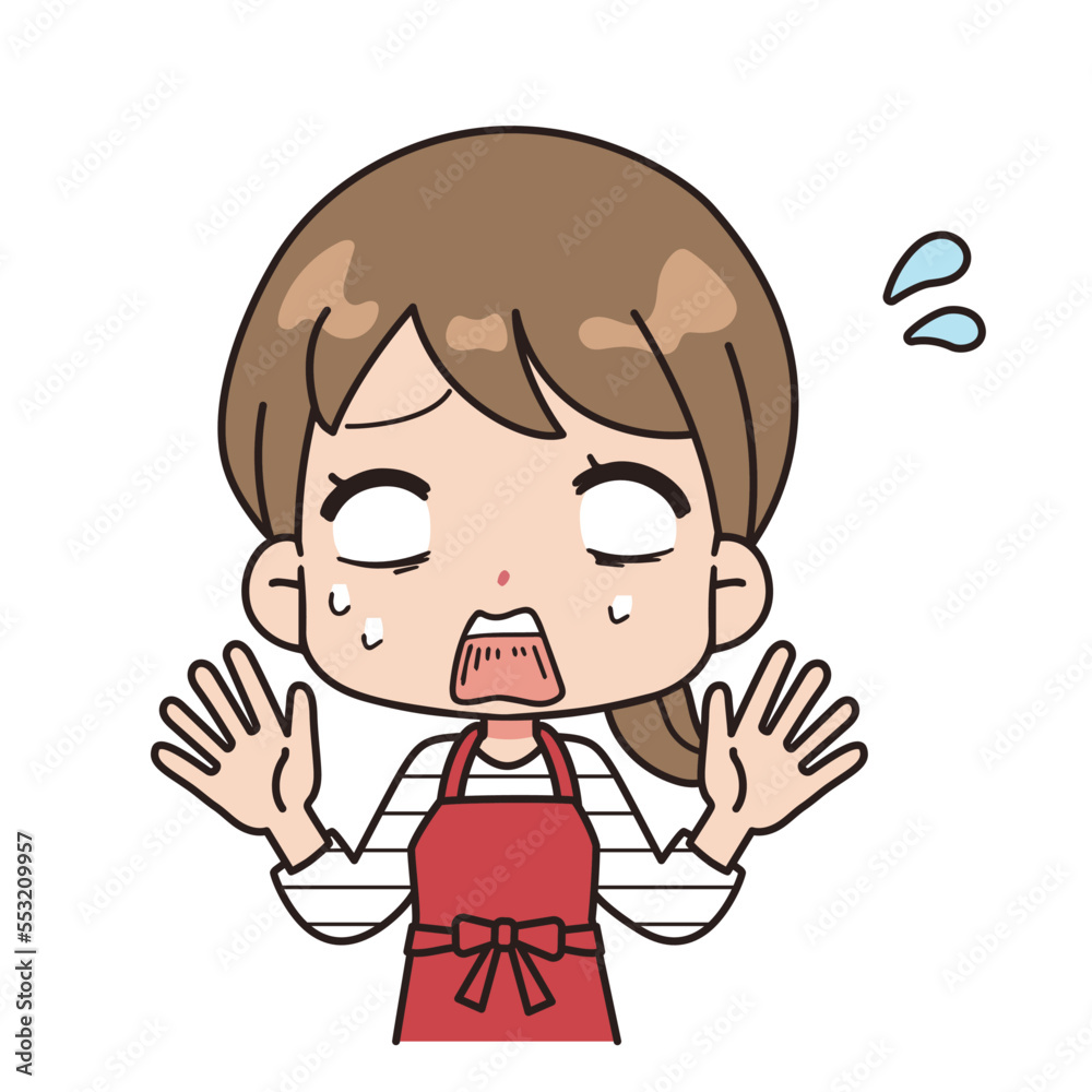 An illustration of a woman who is shocked and becomes white-eyed. An illustration of a woman who is shocked and becomes white-eyed.