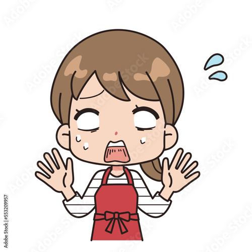 An illustration of a woman who is shocked and becomes white-eyed.