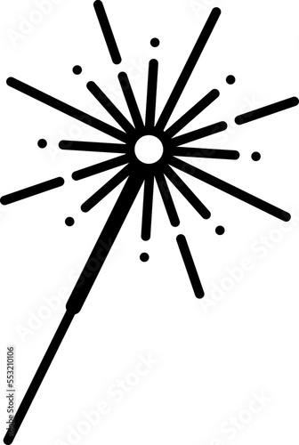 Bengal fire, vector icon. Bengal fire in black on a white background.