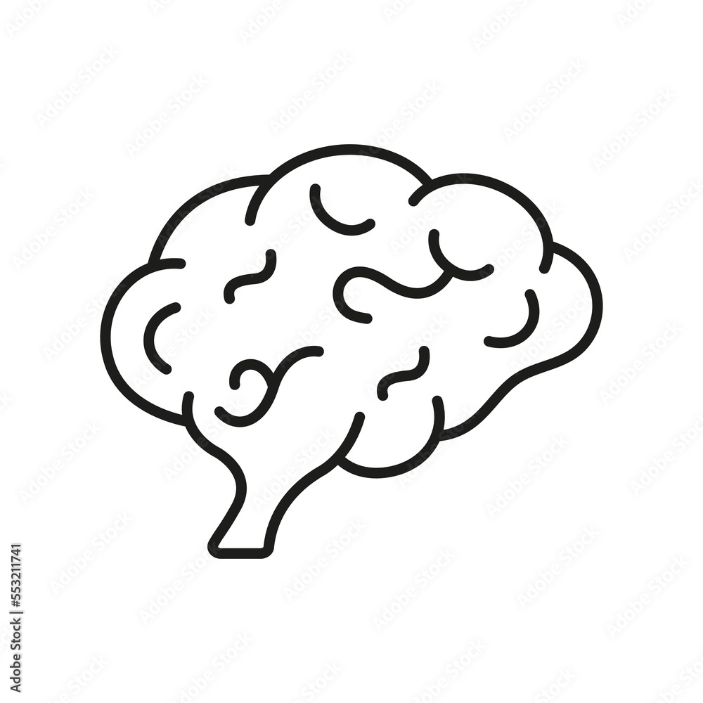 Human Brain in Profile View Line Icon. Knowledge, Memory, Mind, Logic Intelligence Outline Icon. Human Brain Anatomy. Neurology, Psychology Pictogram. Editable Stroke. Isolated Vector Illustration Human Brain in Profile View Line Icon. Knowledge, Memory, Mind, Logic Intelligence Outline Icon. Human Brain Anatomy. Neurology, Psychology Pictogram. Editable Stroke. Isolated Vector Illustration